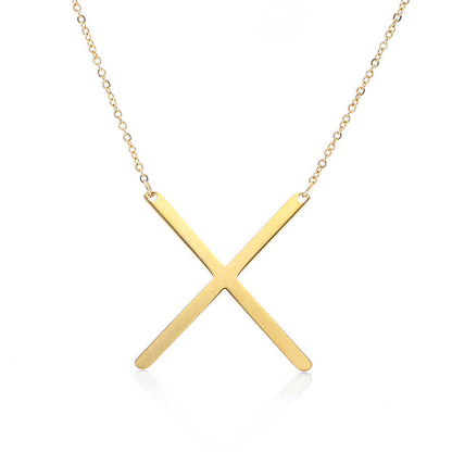 Big Initial Letter Pendant Necklace, Gold Silver, and Rose Gold
