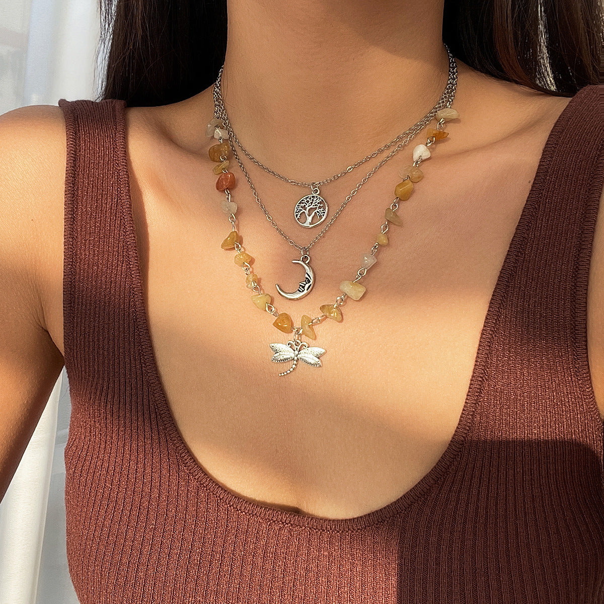 Multi-Layer Irregular Gravel Beach Necklace