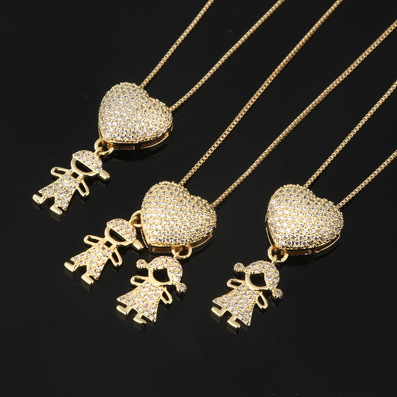 Son Daughter Heart Pendant Necklace