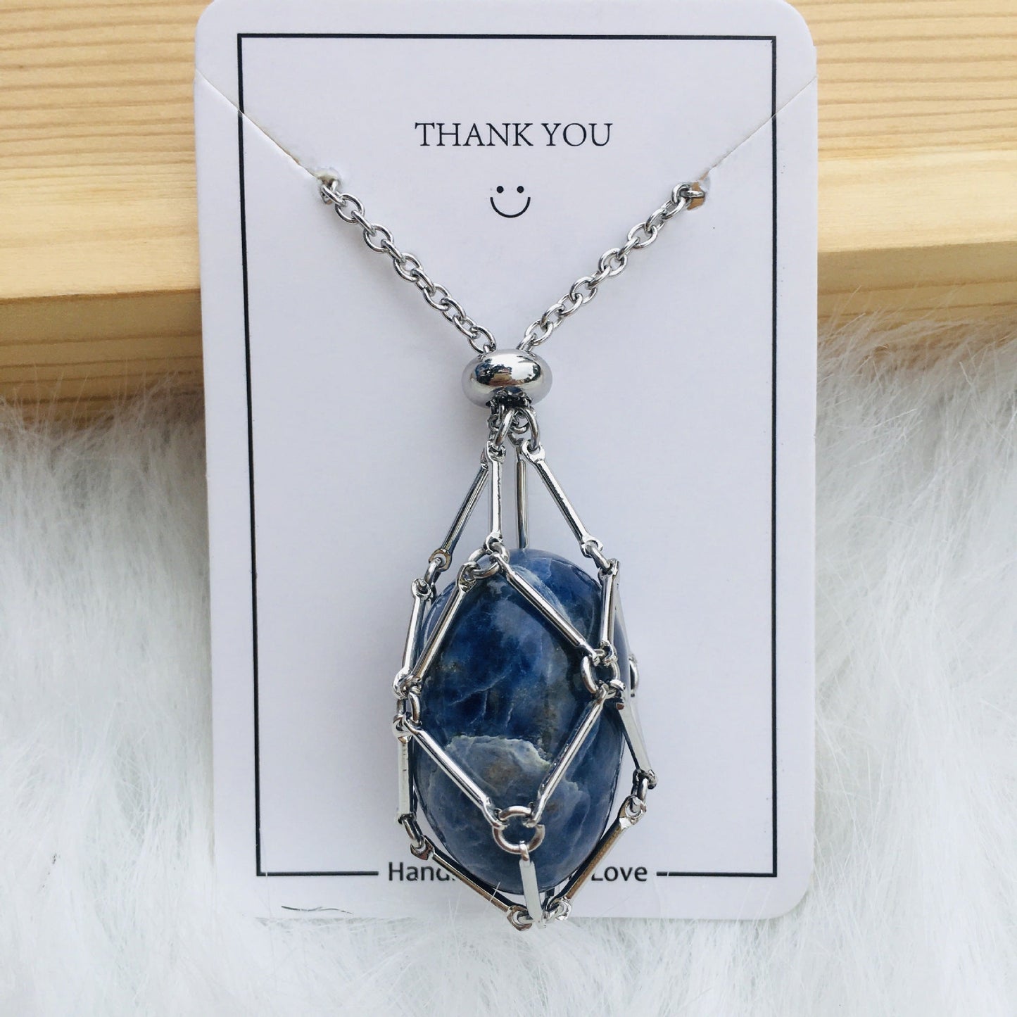 Handmade Natural Crystal Mesh Bamboo Necklace
