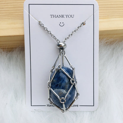 Handmade Natural Crystal Mesh Bamboo Necklace