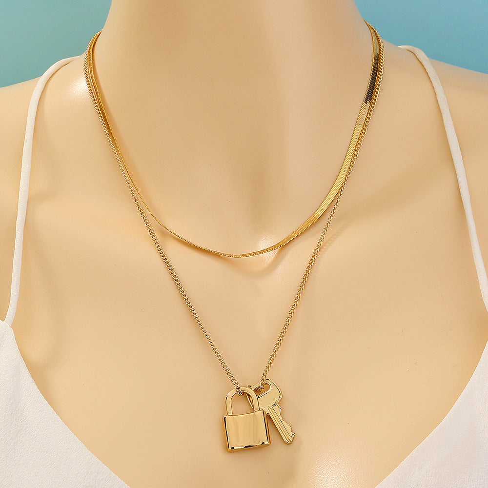 Multi-layer Valentine Lock & Key Necklace