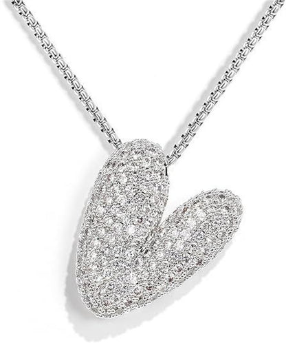A-Z Zircon Balloon English Letter Necklace, Gold & Silver