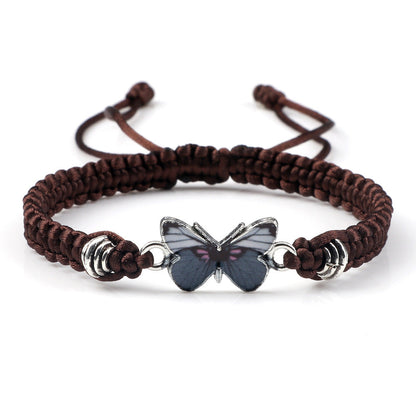 Adjustable Couple Butterfly Buckle Braided Bracelet