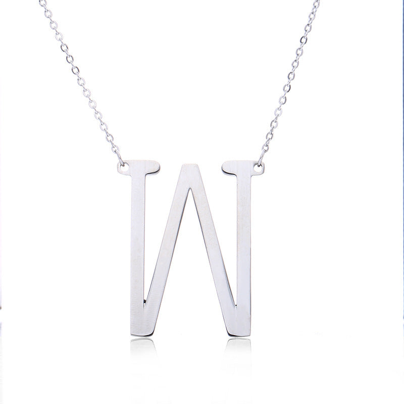 Big Initial Letter Pendant Necklace, Gold Silver, and Rose Gold