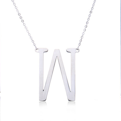 Big Initial Letter Pendant Necklace, Gold Silver, and Rose Gold