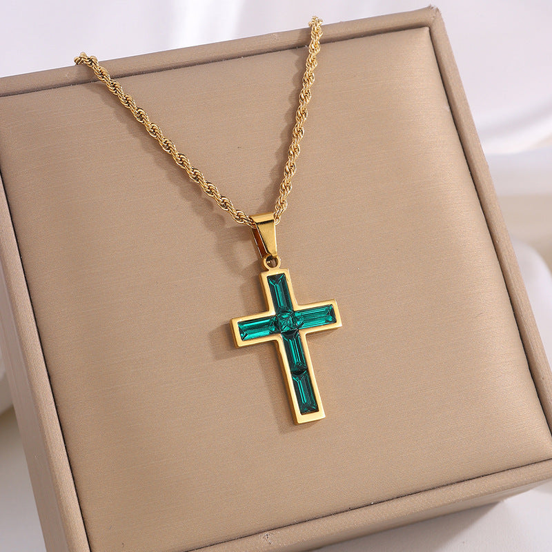 Multi-Colored Cross Pendant Necklace