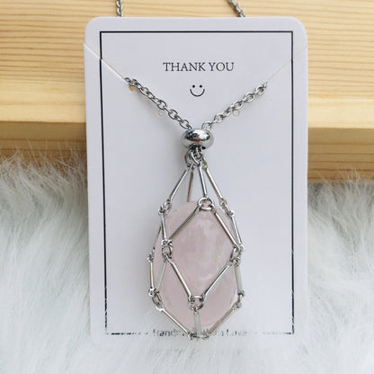 Handmade Natural Crystal Mesh Bamboo Necklace