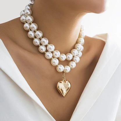 Peach Heart Pearl Necklace