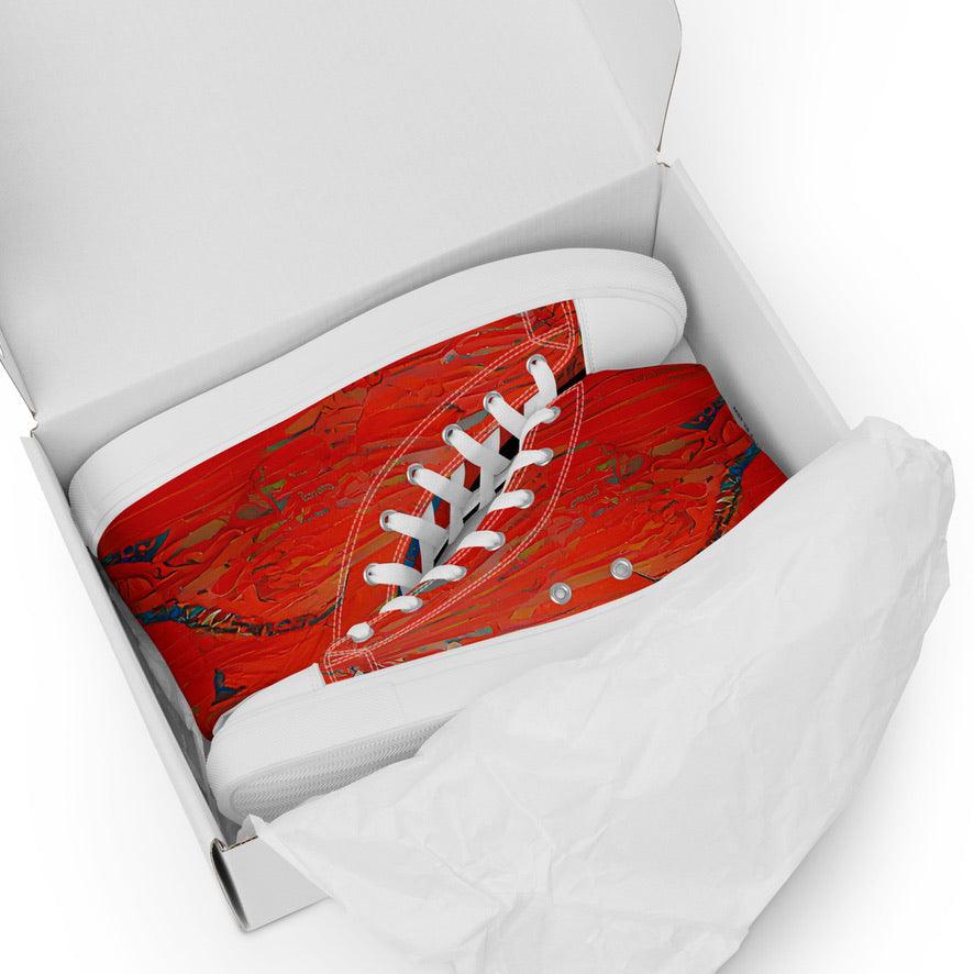 Half Black Half Hónghǎi - Mens High-Top Canvas Shoes