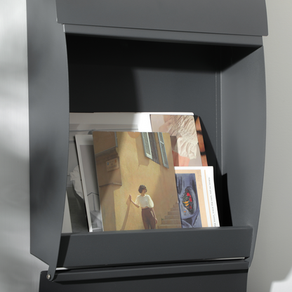 HOMCOM Weatherproof Wall Mounted Letter Box Post Box with Keys Anthracite Grey