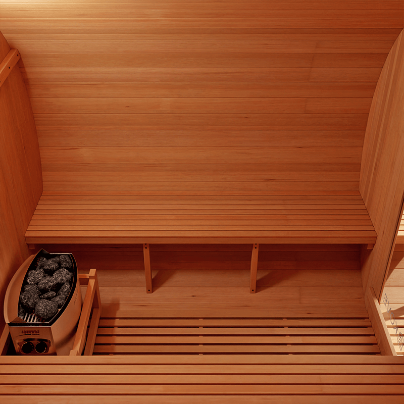 KOVE Outdoor Barrel Sauna – 5–6 Person Garden Sauna with 6kW Electric Heater
