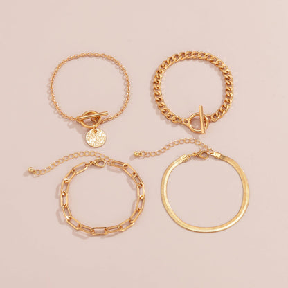 Metal Wind Hollow Chain Snake Bone Bracelet Set - 4Pc