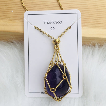 Handmade Natural Crystal Mesh Bamboo Necklace
