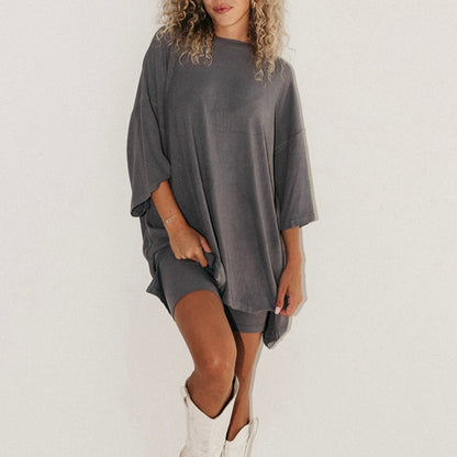Summer Shorts Suit Fashion Loose Short-sleeved T-shirt And Slim Tight Pants Women's Clothing