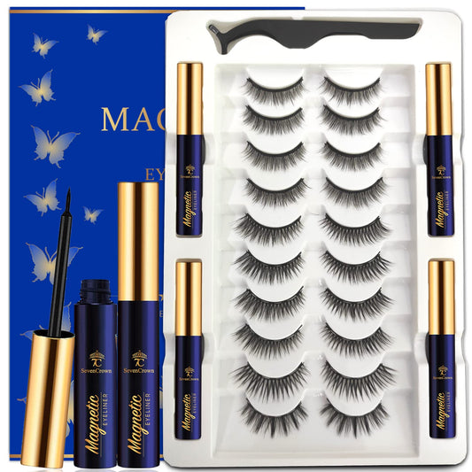 7C SEVENCROWN Magnetic Eyelashes 3D Medium with Upgraded Magnetic Liner – Waterproof & Reusable