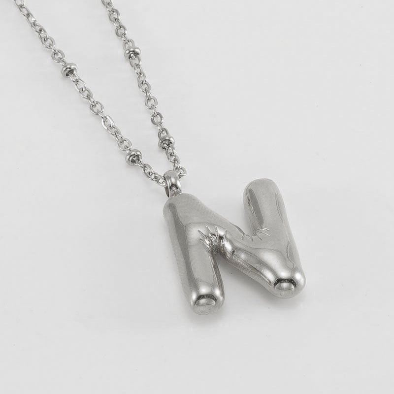 Bubble Letter Pendant Necklace A-Z