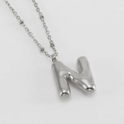 Bubble Letter Pendant Necklace A-Z
