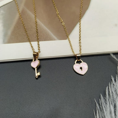 Lovers Key & Lock Necklace Set
