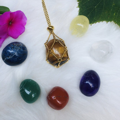 Handmade Natural Crystal Mesh Bamboo Necklace