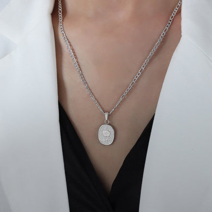Titanium Steel Flower Pendant Necklace