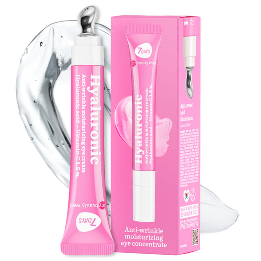 7DAYS Korean Eye Cream with Cooling Massager – Hyaluronic Acid, Brightening & Firming (0.6 oz)