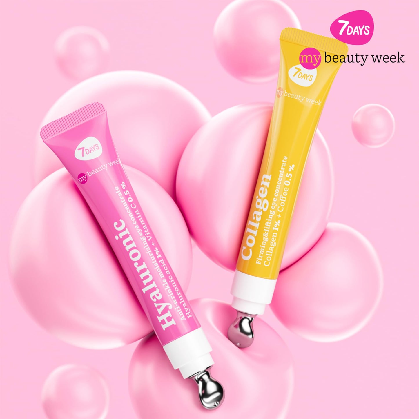 7DAYS Korean Eye Cream with Cooling Massager – Hyaluronic Acid, Brightening & Firming (0.6 oz)