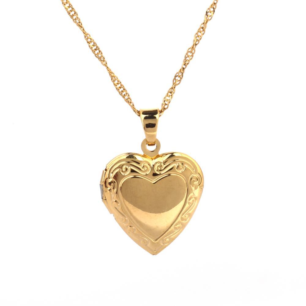 Gold Heart-Shaped Locket Pendant Necklace