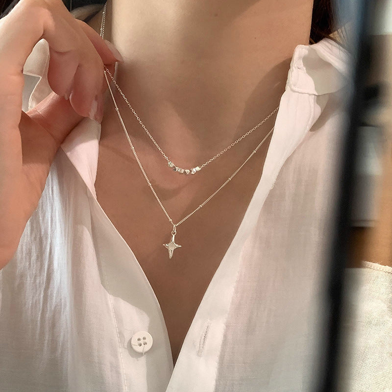 Double Layer Opal Cross Necklace