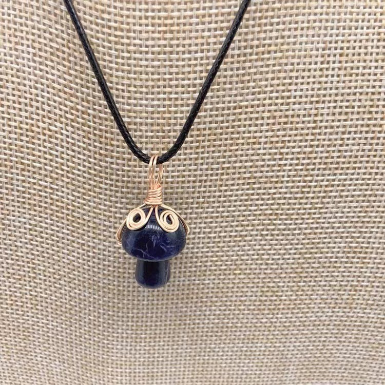 Winding Small Mushroom Natural Stone Necklaces
