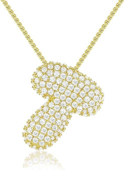 A-Z Zircon Balloon English Letter Necklace, Gold & Silver