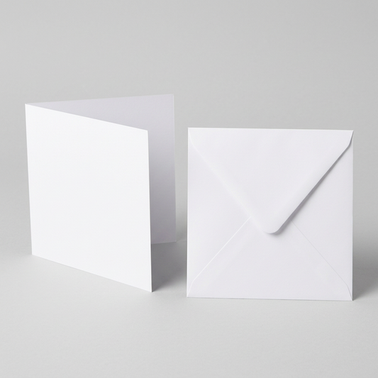 25 Pack - 7x7 White Card Blanks & Envelopes - 300gsm