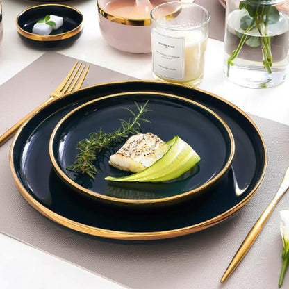 8 Piece Dinner Set, Pink And Dark Blue