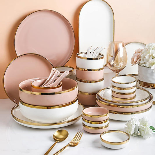 8 Pieces Dinner Set, Pink Or White