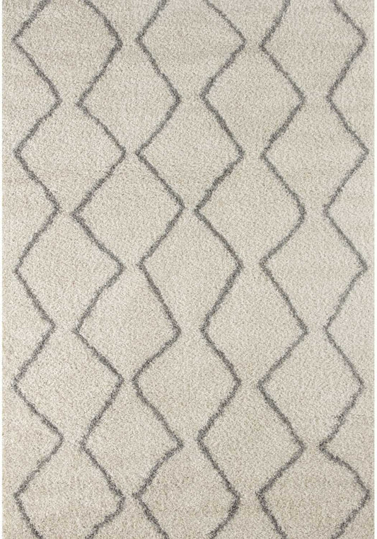 Moroccan Ivory Grey Shaggy Rug | 800