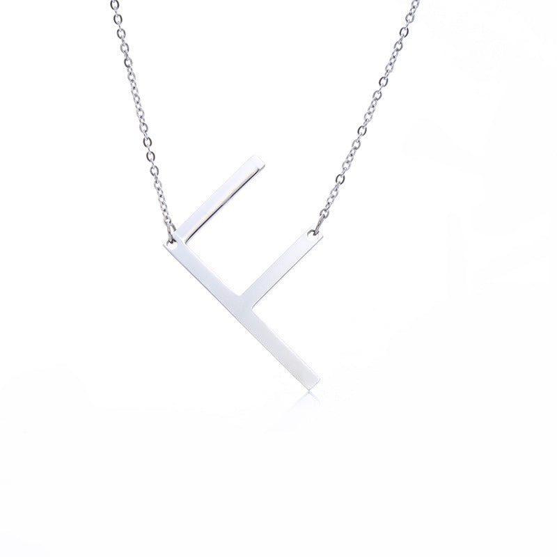 Big Initial Letter Pendant Necklace, Gold Silver, and Rose Gold