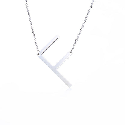 Big Initial Letter Pendant Necklace, Gold Silver, and Rose Gold
