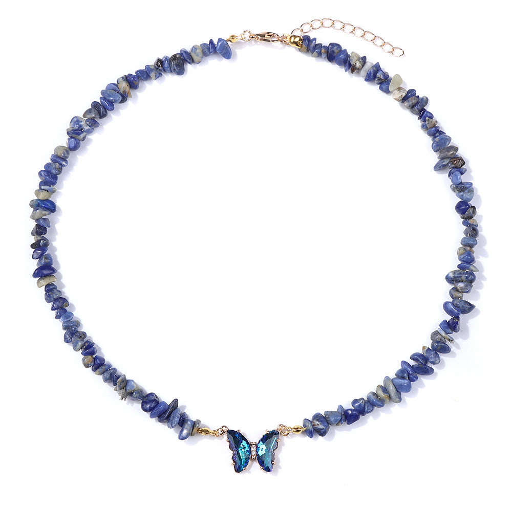 Simple and Versatile Butterfly Natural Stone Necklaces