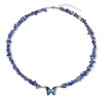 Simple and Versatile Butterfly Natural Stone Necklaces