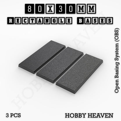 Rectangle Bases Range Sizes - 75x30mm to 125x40mm Medium Sizes 3d Print Full Range Tabletop Games
