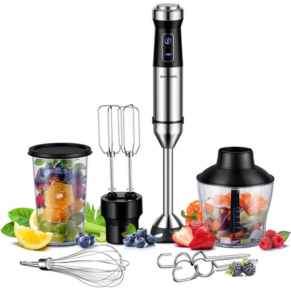 Shardor Hand Blender 6 in 1 1200W Stick Blender 20 Speed with Beaker Chopper
