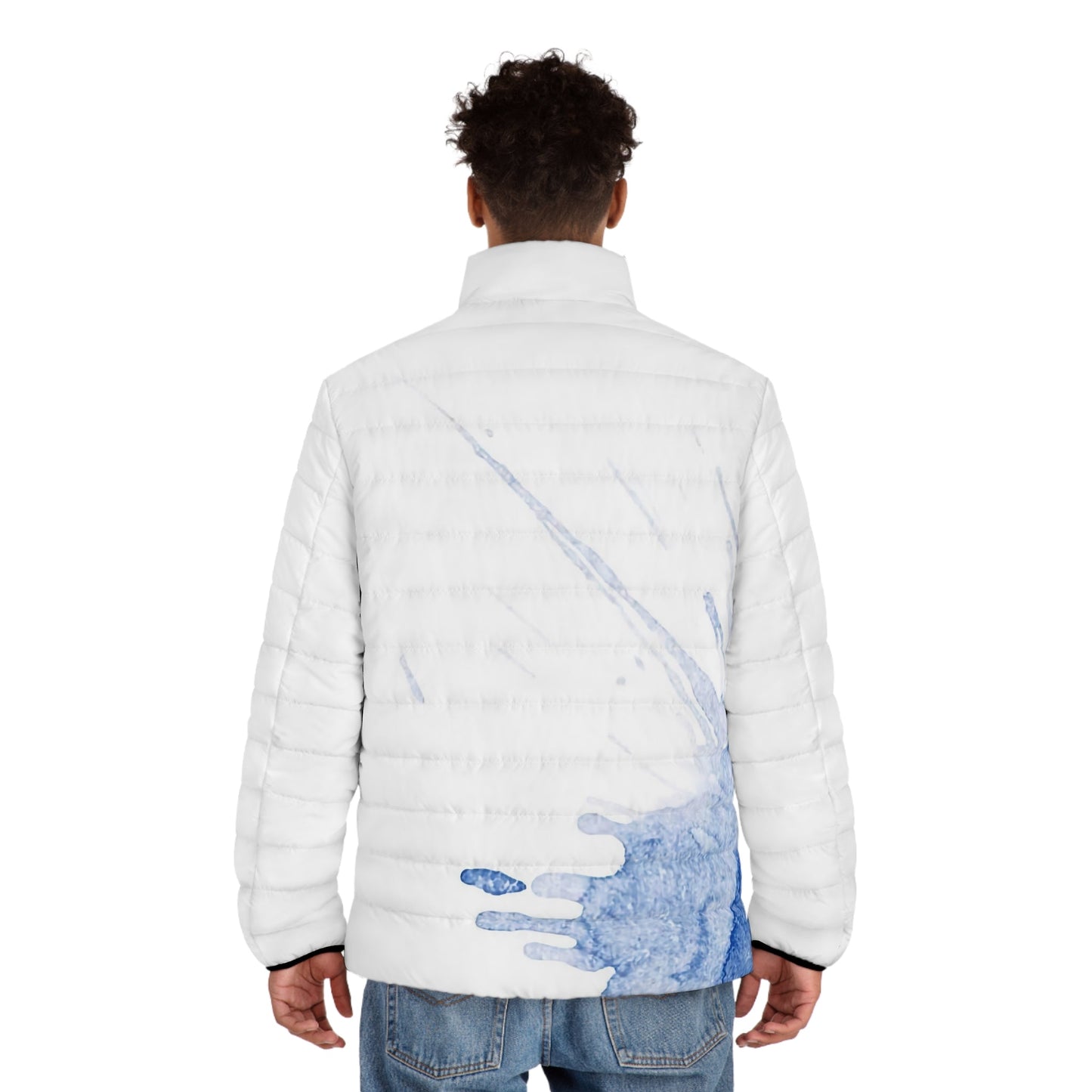 Watercolour Blue Splash - Mens Puffer Jacket