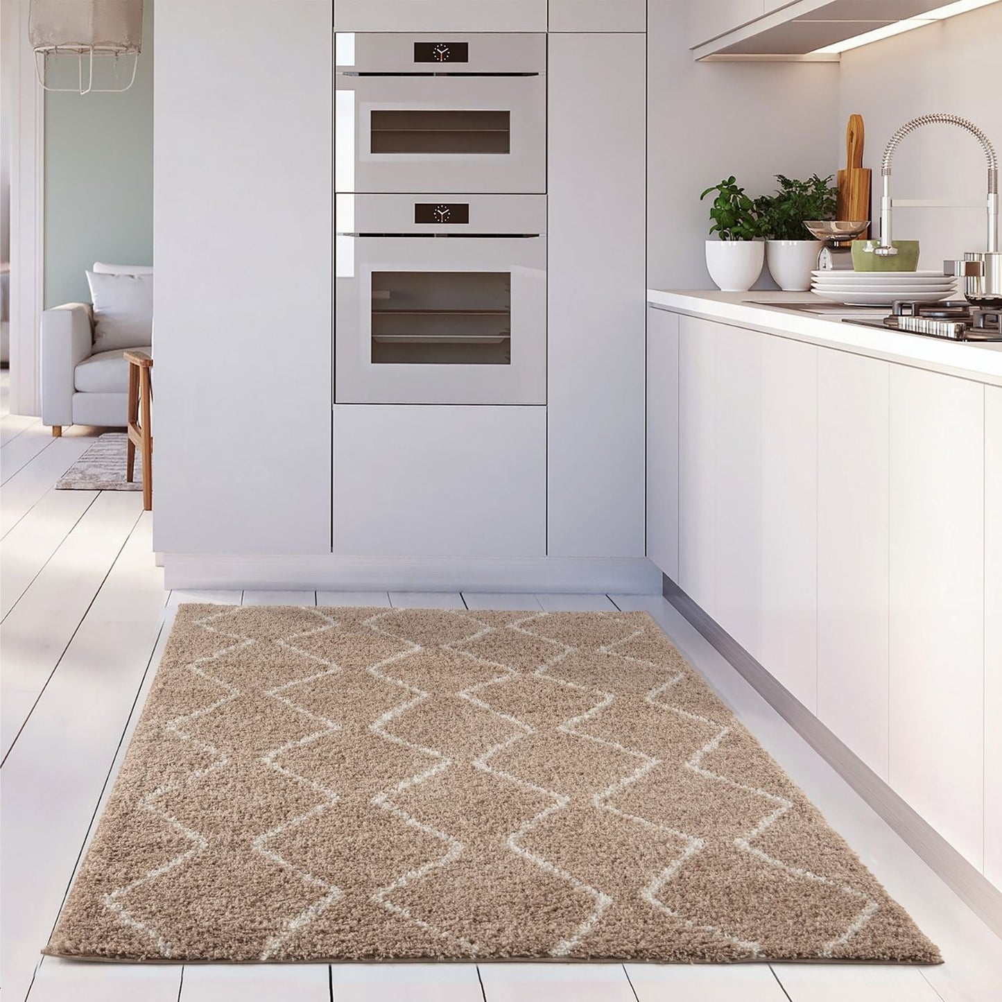 Moroccan Beige Shaggy Rug | 820