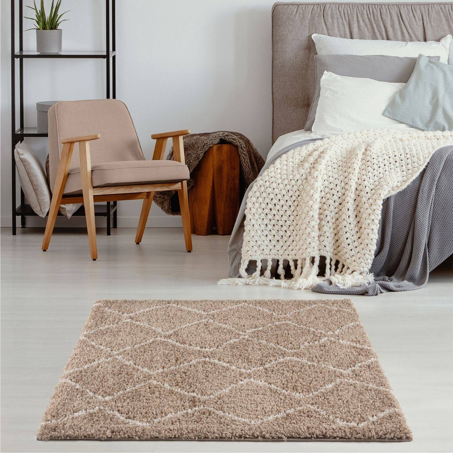 Moroccan Beige Shaggy Rug | 820