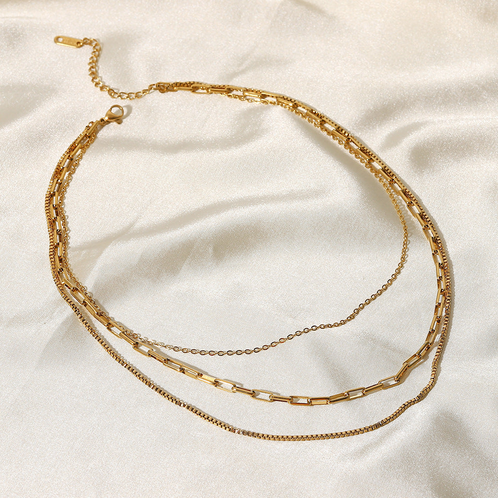 Stainless Steel Three-Layer Necklace