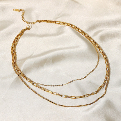 Stainless Steel Three-Layer Necklace