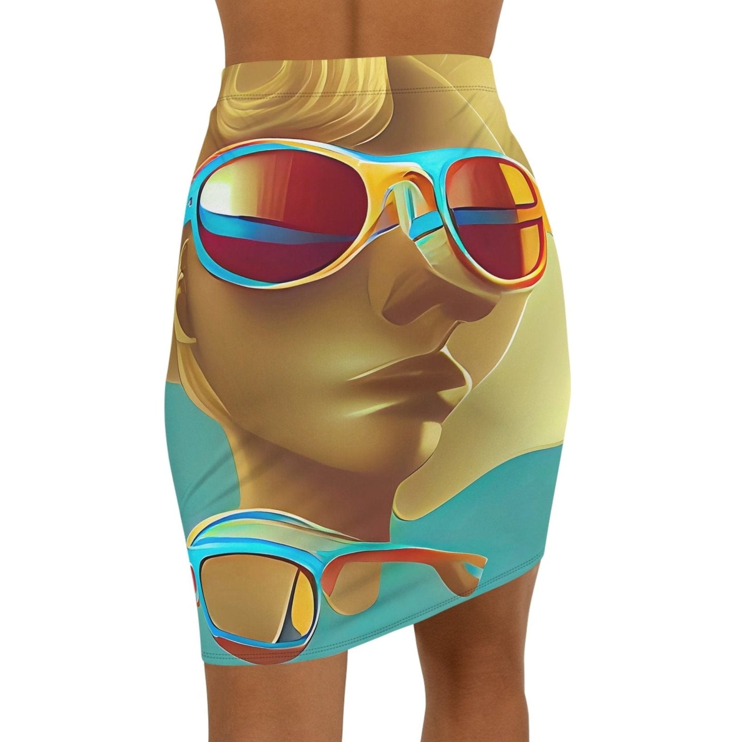 Retro Cool Blue - Womens Pencil Skirt