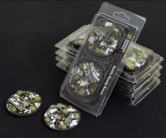 Gamers Grass Battle Ready Bases Winter Round 60mm (x2)