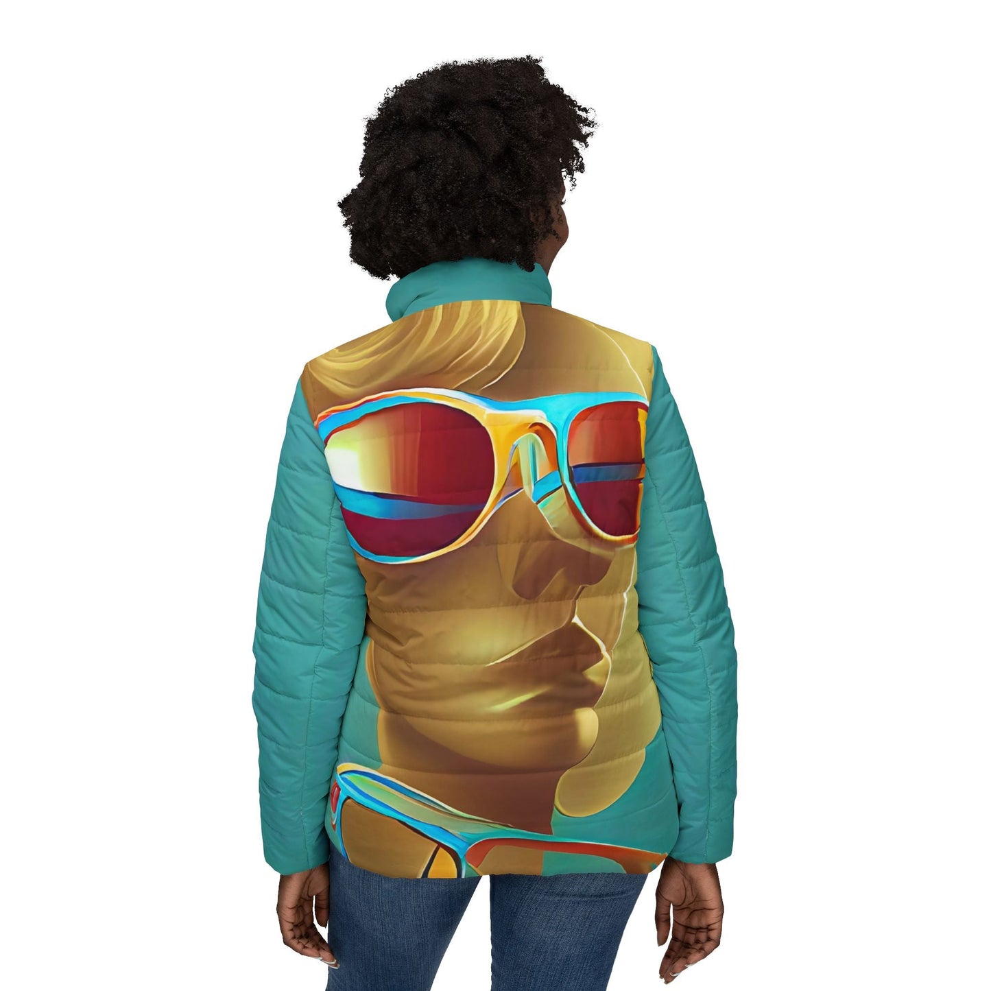 Retro Cool Blue - Womens Puffer Jacket
