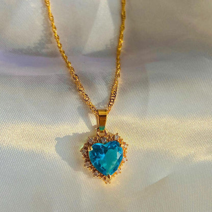 Gold Clavicle Chain Necklace Rhinestone Heart